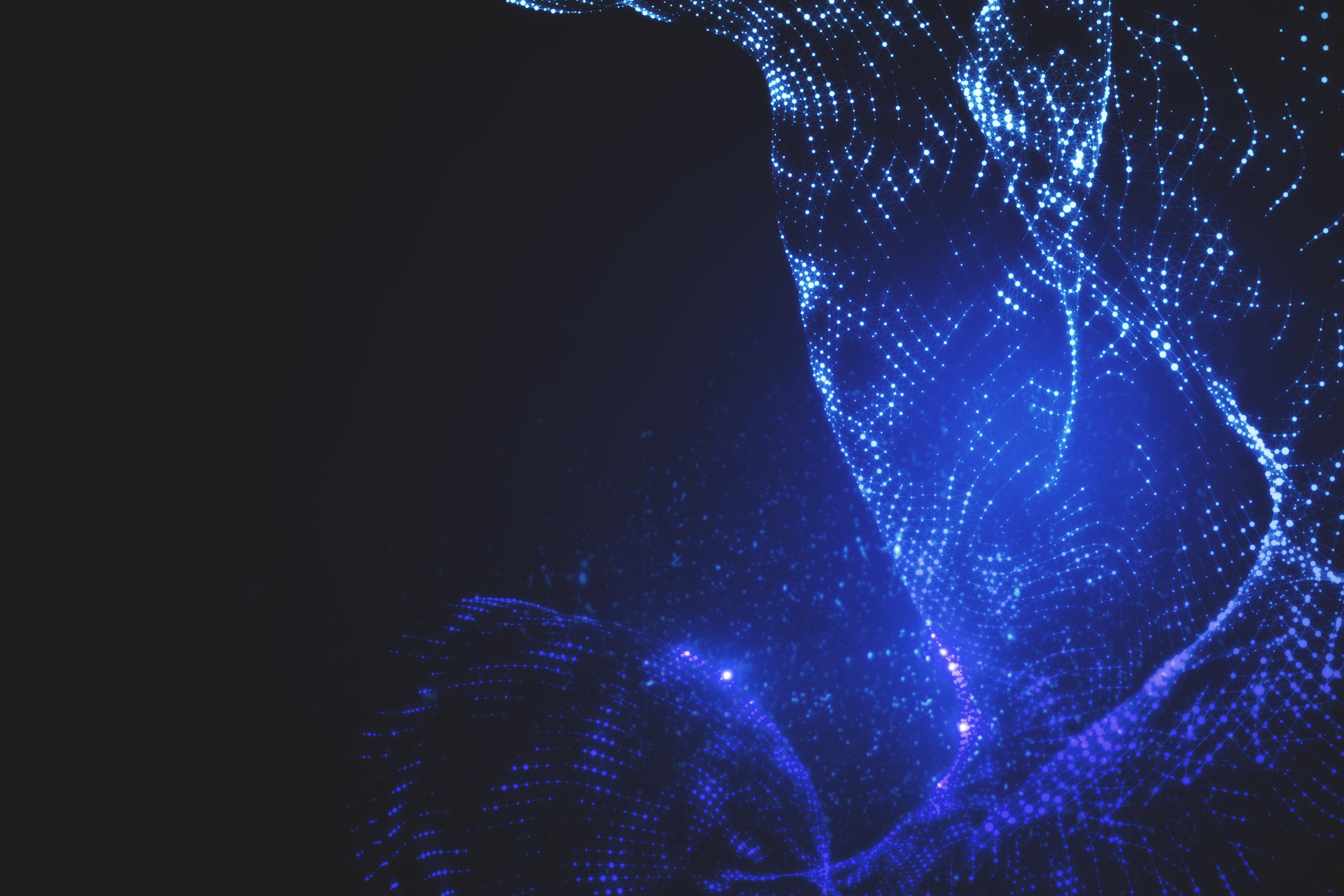 Rede de inteligência artificial — partículas digitais interligadas